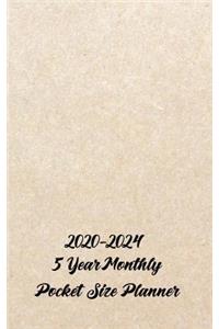 2020-2024 5 Year Monthly Pocket Size Planner