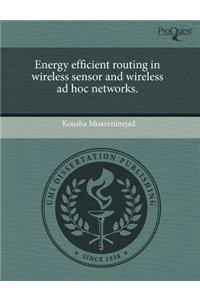 Energy Efficient Routing in Wireless Sensor and Wireless Ad Hoc Networks