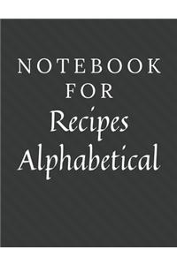 Notebook For Recipes Alphabetical