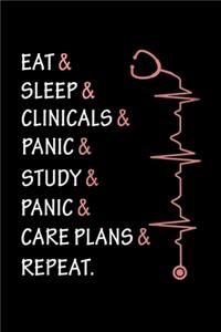 Eat & sleep & clinicals & panic & study & panic & care plans & repeat