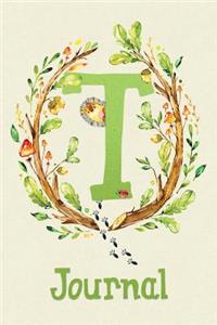 Cute Woodland Critter Journal with Initial: Cute Woodland Hedgehog Journal Initial 't'
