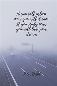 If You Fall Asleep Now, You Will Dream. If You Study Now, You Will Live Your Dream.