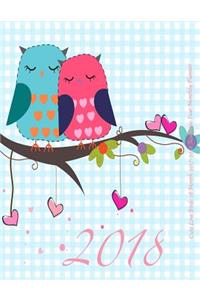 Cute Love Birds 18 Month 2017-2018 Academic Year Monthly Planner
