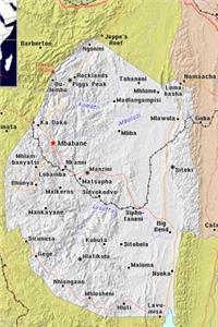 Modern Day Color Map of Swaziland in Africa Journal