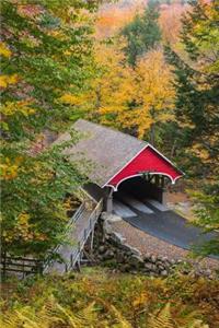 Picturesque Red Wooden Covered Bridge New Hampshire USA Journal