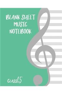 Blank Sheet Music Composition Manuscript Staff Paper Art Music CLASS 15 Notebook Birthday Gift