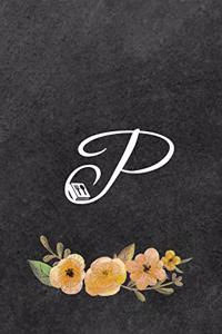 Initial Monogram Letter P on Chalkboard