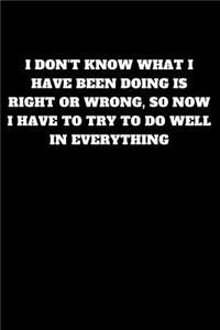 I Don't Know What I Have Been Doing Is Right or Wrong, So Now I Have to Try to Do Well in Everything