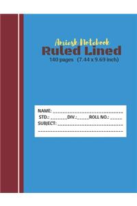 Amiesk Notebook - Ruled Lined Notebook - 140 pages (7.44 x 9.69 inch)