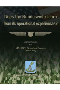 Does the Bundeswehr Learn From its Operational Experiences?