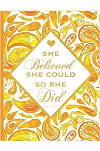 She Believed She Could So She Did: Journal Quad Ruled, Orange Notebook With Inspirational Quote Cover