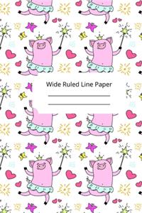 Cute Baby Pig Theme Wide Ruled Line Paper