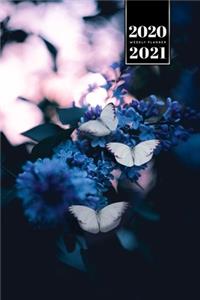 Butterfly Butterflies Insect Week Planner Weekly Organizer Calendar 2020 / 2021 - Blue Flowers