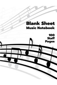 Blank Sheet Music Notebook 100 Staff Pages