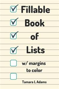 Fill-able Book of Lists: w/ margins to color