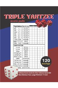 Triple yahtzee score pads