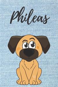 Phileas Malbuch Hunde / Notizbuch / Tagebuch / Journal / DIN A5 / Geschenk: individuelles personalisiertes blanko Jungen & Männer Namen Notizbuch, ... Weihnachts & Geburtstags Geschenk für Männer.