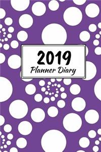 2019 Planner Diary: Purple Cover with White Spots