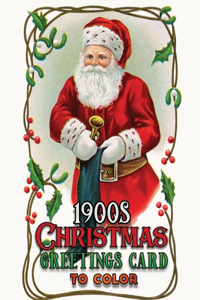 1900s christmas greetings card to color