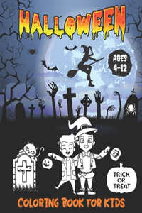 Halloween Coloring Book For Kids Ages 4-12