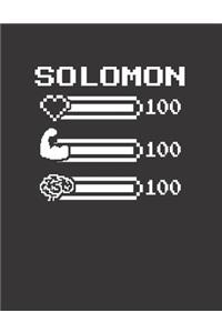 Solomon: Pixel Retro Game 8 Bit Design Blank Composition Notebook College Ruled, Name Personalized for Boys & Men. Gaming Desk Stuff for Gamer Boys. Funny Co