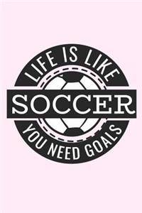Life Is Like Soccer You Need Goals - Soccer Journal Composition Notebook for Girls & Women