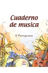 Cuaderno de musica 12 pentagramas