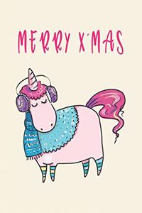 Merry X'Mas Unicorn Notebook for Unicorn lovers