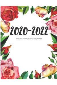 2020-2022 Three 3 Year Planner Watercolor Roses Monthly Calendar Gratitude Agenda Schedule Organizer