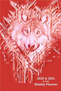 2020 & 2021 Weekly Planner - Two Year Appointment Book Gift -Two-Year Agenda Notebook With Wolf Cover