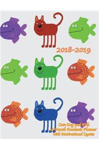 2018-2019 Cute Dog and Fish 18 Month Academic Planner with Motivational Quotes