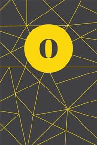 Monogram Initial O Notebook: Yellow and Dark Grey Geometric, Wide Ruled Journal for Women, 120 Pages, 6x9 Inch
