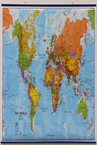 World political without flags laminated with hanging strips