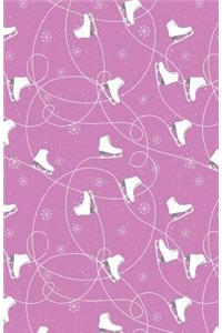 Journal Notebook Ice Skates in Snow Winter Pattern - Pink