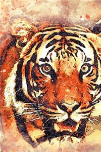 Painted Tiger Face Big Cat Journal: 150 Page Lined Notebook/Diary