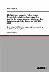 Die Wahrnehmung der Türken in den französischen Reiseberichten aus dem Umfeld der diplomatischen Missionen des Botschafters Gabriel d'Aramon 1547 bis 1553