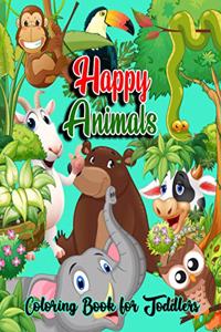 Happy Animals Coloring Book for Toddlers