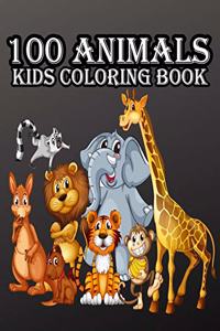 100 Animals kids coloring book