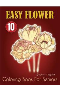 Easy Flower Coloring Book for Seniors