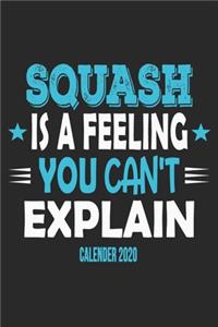 Squash Is A Feeling You Can't Explain Calender 2020: Funny Cool Squash Calender 2020 - Monthly & Weekly Planner - 6x9 - 128 Pages - Cute Gift For Squash Players, Fans, Enthusiasts, Coaches, Lovers