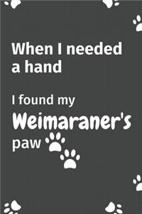 When I needed a hand, I found my Weimaraner's paw