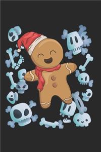 Christmas Gingerbread Man Skulls Bones Notebook