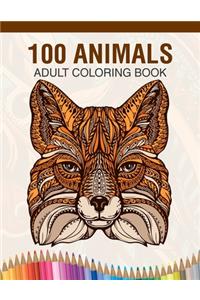 100 Animals Adult Coloring Book