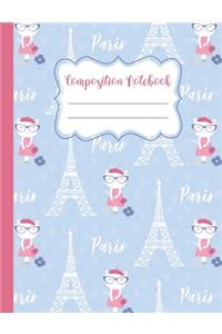 Composition Notebook: Cats in Paris - 110 Wide-Ruled Pages - Standard Composition Book Size - Fun Back to School Supplies