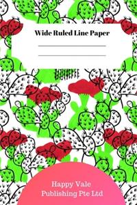 Cute Cactus Theme Wide Ruled Line Paper