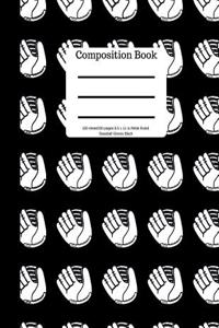 Composition Book 100sheet/200 Pages 8.5 X 11 In.Wide Ruled Baseball Gloves Black