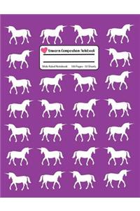Unicorn Composition Notebook: Purple Wide Ruled, Student Teachers School Kids, 100 Pages, 7.44x9.69, Writing Journal