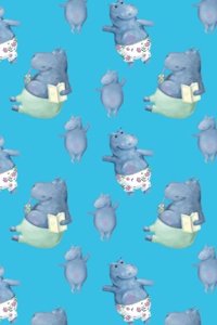 Journal Notebook Cute Hippos Pattern Blue
