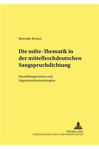milte-Thematik in der mittelhochdeutschen Sangspruchdichtung