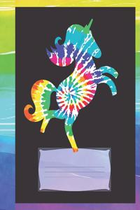 Cute Dancing Tie- Dyed Unicorn Composition Wide-ruled blank line School Notebook